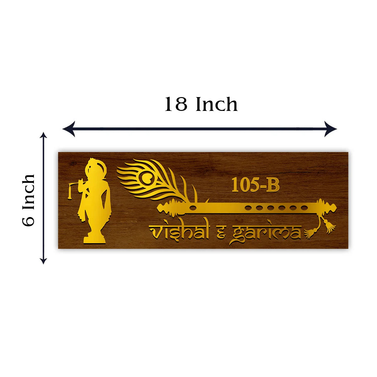 3D Krishna Flute Name Plate