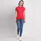 Ketex Red Cotton Blend Polo Neck Tshirt
