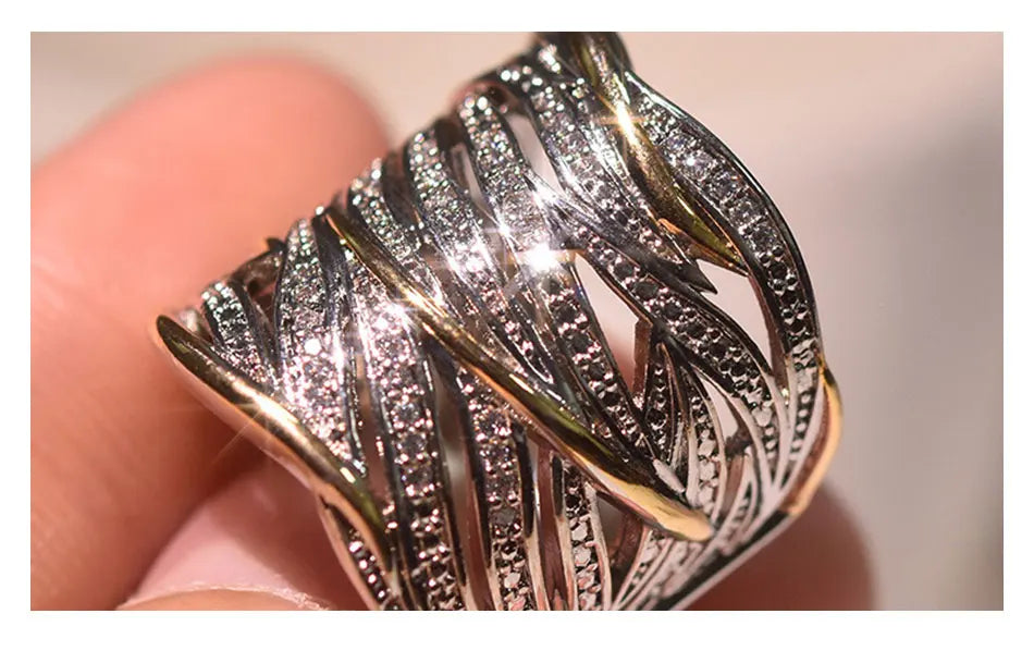 ZDADAN 925 Sterling Silver Braided Finger Ring For Women Jewelry Party Gift