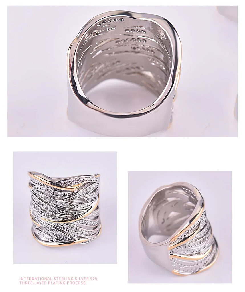 ZDADAN 925 Sterling Silver Braided Finger Ring For Women Jewelry Party Gift