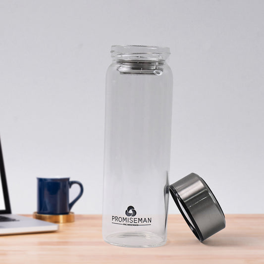 Outdoor Sport Glass Water Bottle  With Steel Lid  500 Ml Approx)