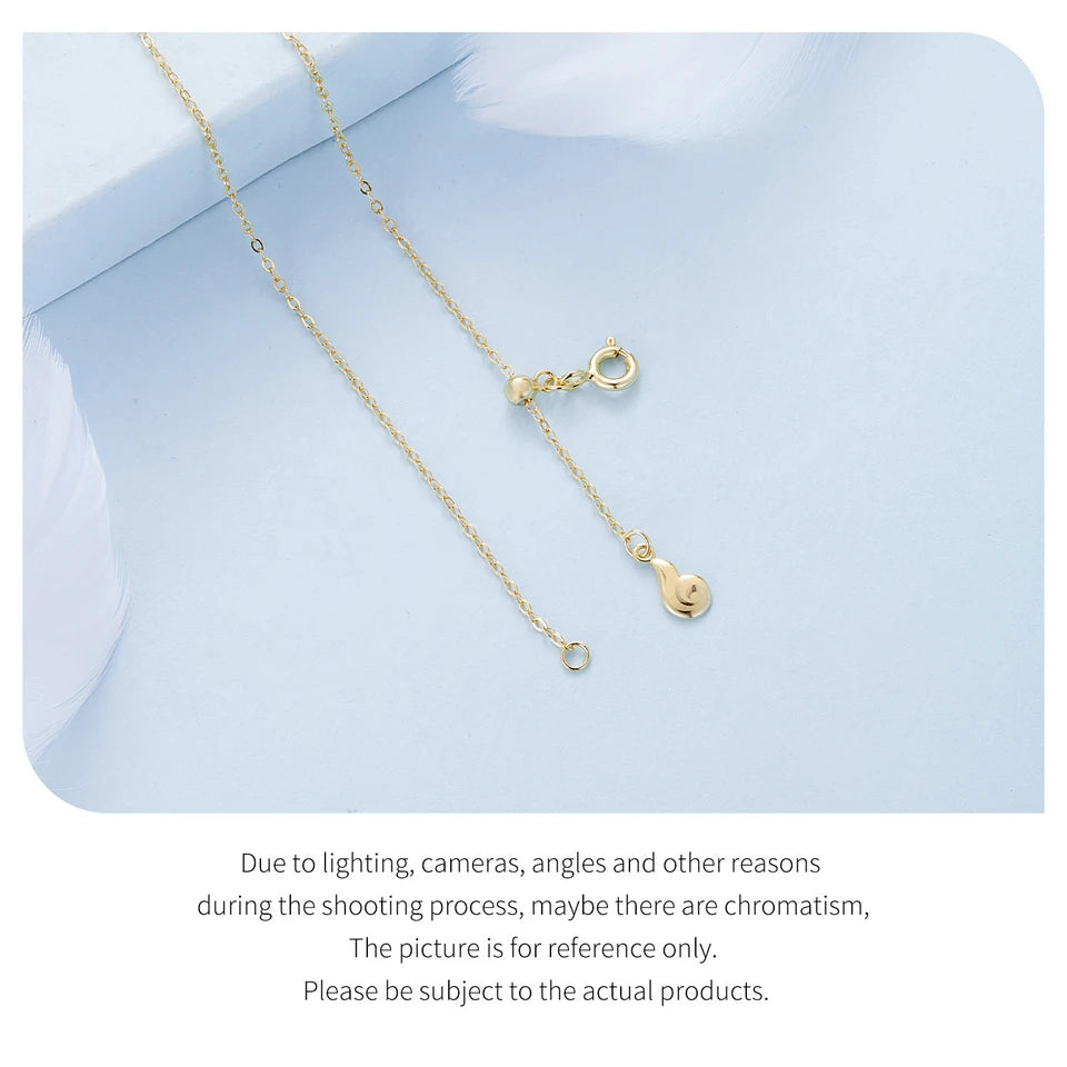 BAMOER 925 Sterling Silver Heart Pendant Necklace for Women Gold Double Layer Choker Female Fine Jewelry BSN168