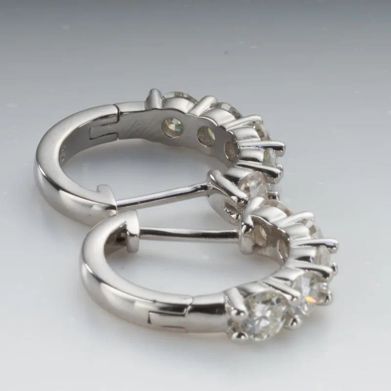 JoyceJelly 925 Sterling Silver Moissanite Diamond Ear Studs 1CT/2CT Round Cut Ear-Hooks Women's Earrings Wedding Fine Jewelry