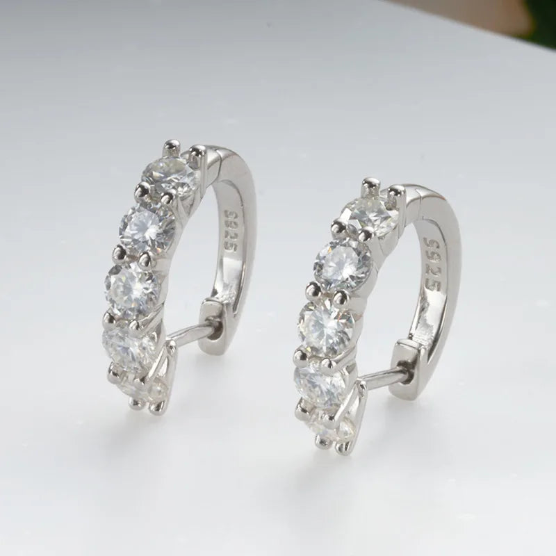 JoyceJelly 925 Sterling Silver Moissanite Diamond Ear Studs 1CT/2CT Round Cut Ear-Hooks Women's Earrings Wedding Fine Jewelry