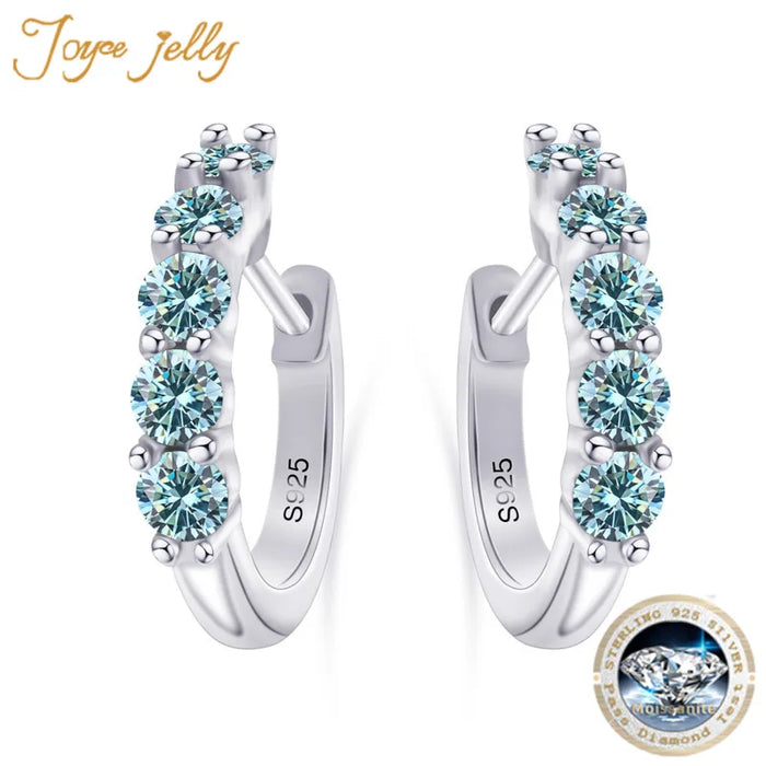 JoyceJelly 925 Sterling Silver Moissanite Diamond Ear Studs 1CT/2CT Round Cut Ear-Hooks Women's Earrings Wedding Fine Jewelry