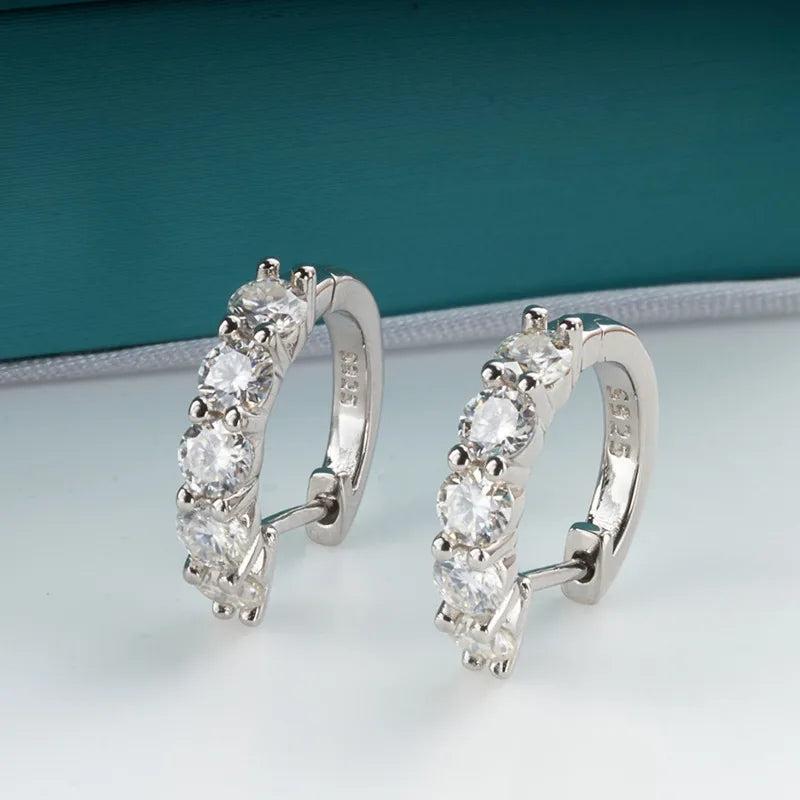 JoyceJelly 925 Sterling Silver Moissanite Diamond Ear Studs 1CT/2CT Round Cut Ear-Hooks Women's Earrings Wedding Fine Jewelry