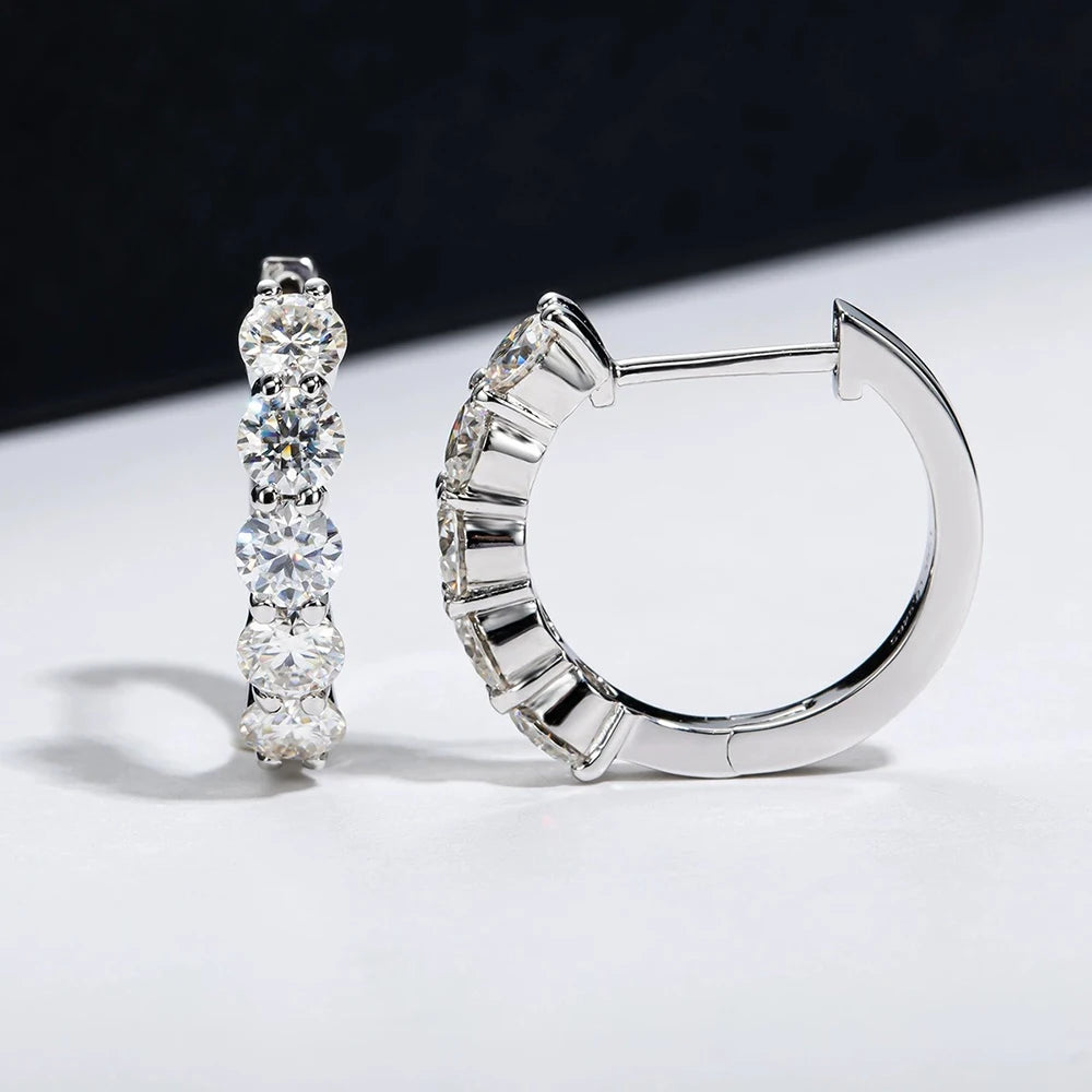 JoyceJelly 925 Sterling Silver Moissanite Diamond Ear Studs 1CT/2CT Round Cut Ear-Hooks Women's Earrings Wedding Fine Jewelry