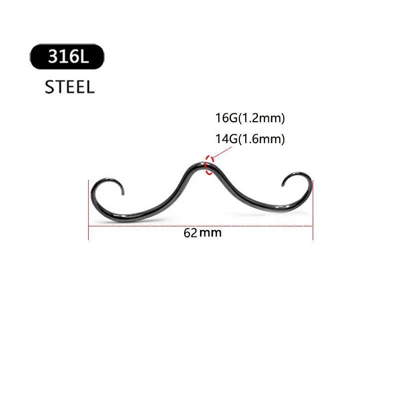 Septum Mustache Ring  Body Piercing Jewelry for Women Men 14G 16G 316L Surgical Steel  Nose Stud