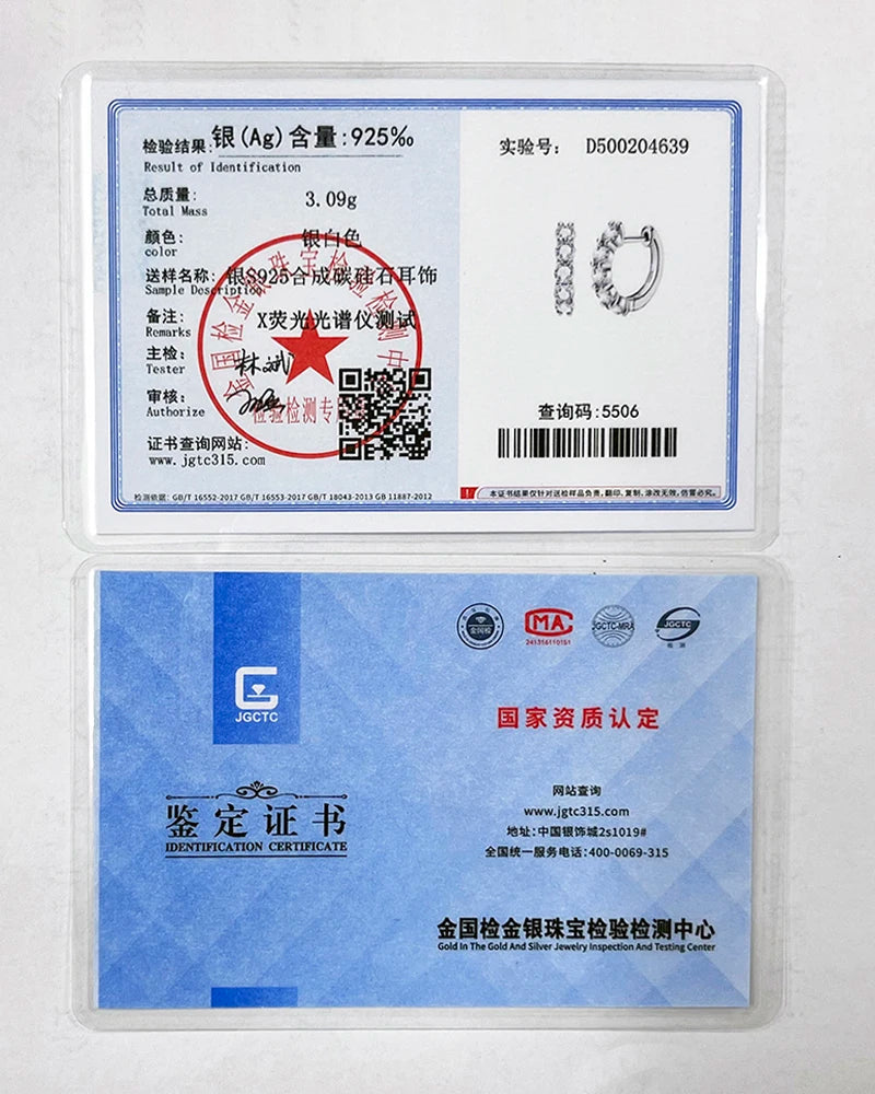 JoyceJelly 925 Sterling Silver Moissanite Diamond Ear Studs 1CT/2CT Round Cut Ear-Hooks Women's Earrings Wedding Fine Jewelry