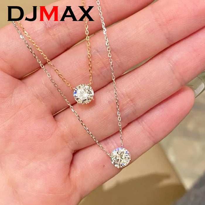 DJMAX D Color VVS 1/2/3ct Moissanite Pendant Necklace S925 Sterling Silver Chain Plate Pt950 Gold For Woman Fine Jewelry 2023
