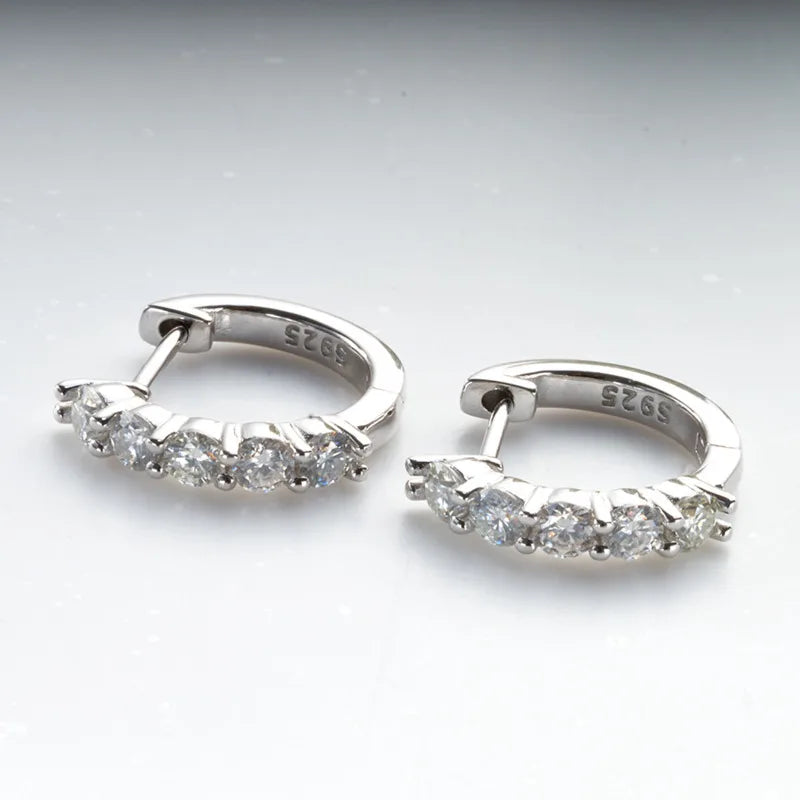 JoyceJelly 925 Sterling Silver Moissanite Diamond Ear Studs 1CT/2CT Round Cut Ear-Hooks Women's Earrings Wedding Fine Jewelry