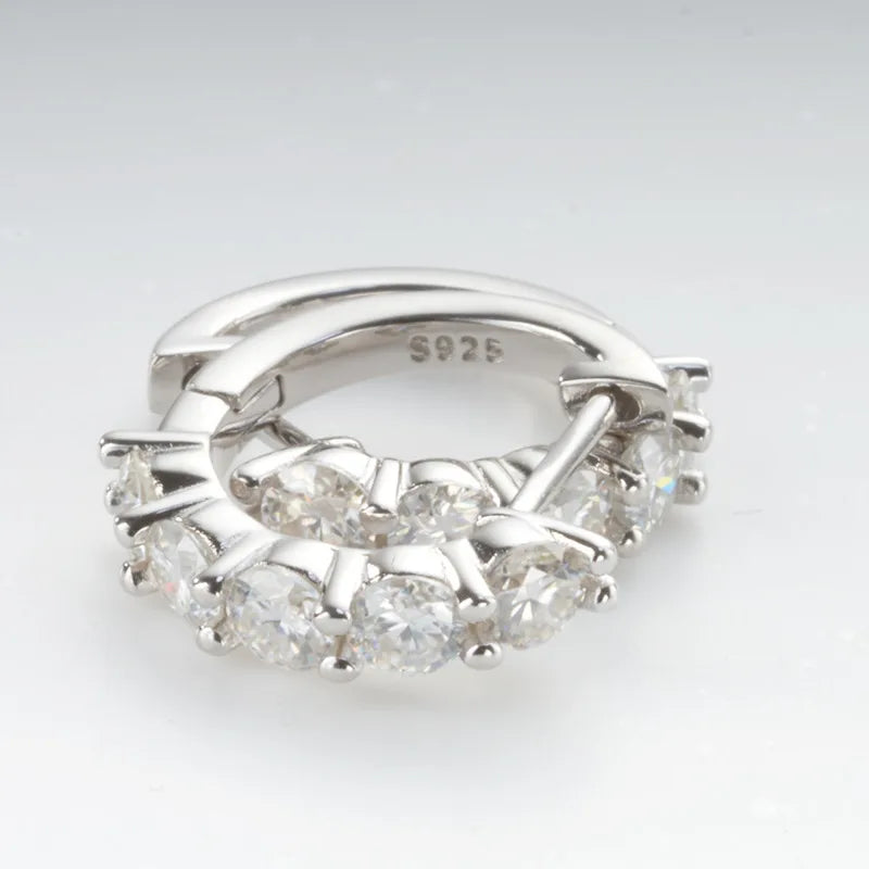 JoyceJelly 925 Sterling Silver Moissanite Diamond Ear Studs 1CT/2CT Round Cut Ear-Hooks Women's Earrings Wedding Fine Jewelry