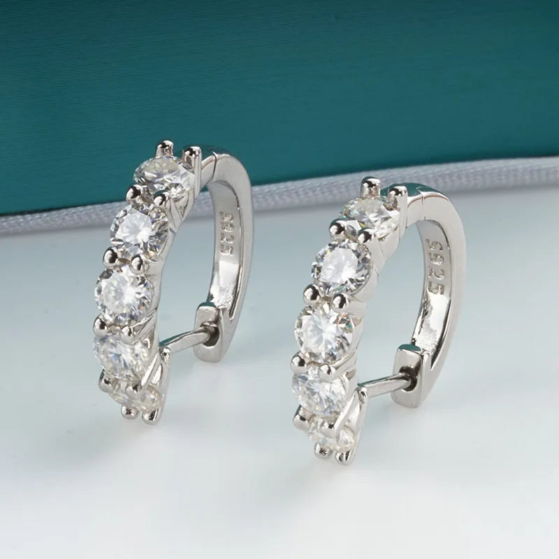 JoyceJelly 925 Sterling Silver Moissanite Diamond Ear Studs 1CT/2CT Round Cut Ear-Hooks Women's Earrings Wedding Fine Jewelry
