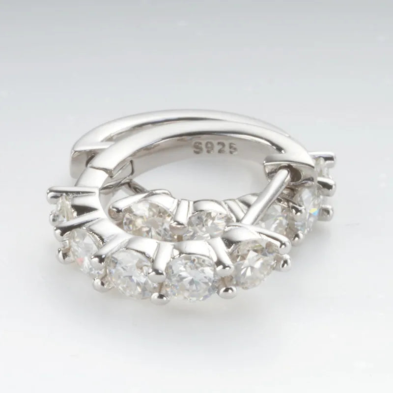 JoyceJelly 925 Sterling Silver Moissanite Diamond Ear Studs 1CT/2CT Round Cut Ear-Hooks Women's Earrings Wedding Fine Jewelry