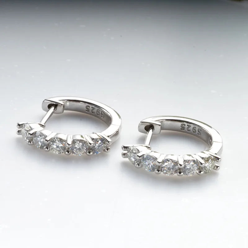 JoyceJelly 925 Sterling Silver Moissanite Diamond Ear Studs 1CT/2CT Round Cut Ear-Hooks Women's Earrings Wedding Fine Jewelry