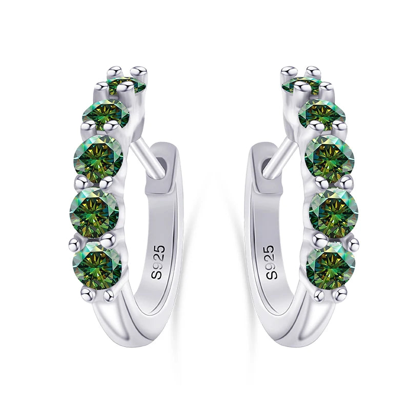 JoyceJelly 925 Sterling Silver Moissanite Diamond Ear Studs 1CT/2CT Round Cut Ear-Hooks Women's Earrings Wedding Fine Jewelry