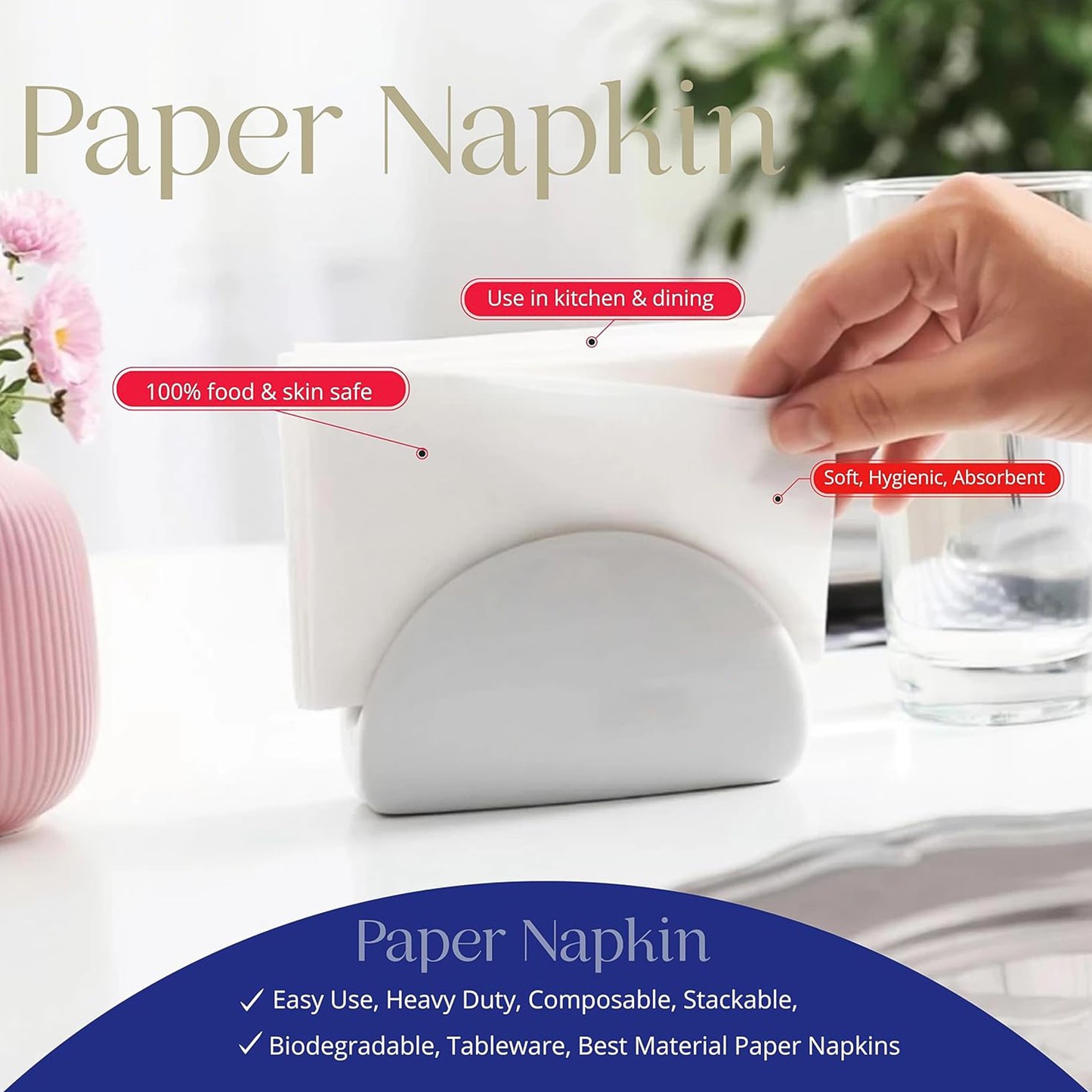 Soft  Absorbent Disposable Tissue Napkins   Paper (75 Pc)